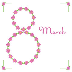 Obraz na płótnie Canvas Women's Day cute floral greeting card. 8 march celebration. 