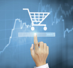 touching virtual icon  social network