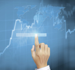 touching virtual icon  social network