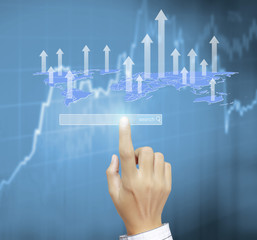 touching virtual icon  social network