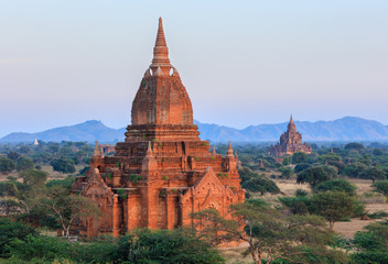 The Temples of Bagan at sunset, Bagan, Myanmar