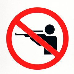 Sign showing no shooting allowed, with white background, Canada