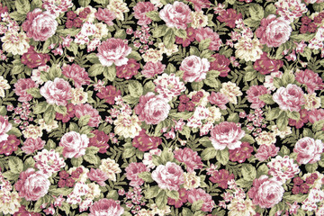 vintage style of tapestry flowers fabric pattern background