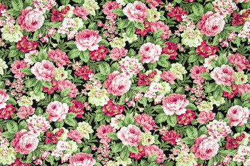 Obraz premium vintage style of tapestry flowers fabric pattern background