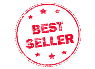Best seller on red grunge rubber stamp