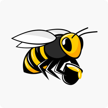 Vector character bee with honey