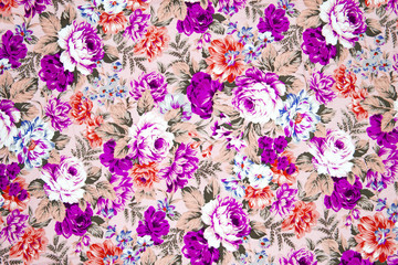 Fototapeta na wymiar vintage style of tapestry flowers fabric pattern background