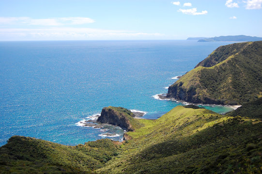 Cliff ocean coast at Cape Reinga New Zealand
