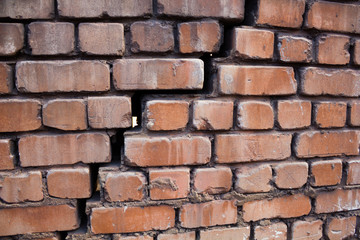 Large crack in the wall of  brick