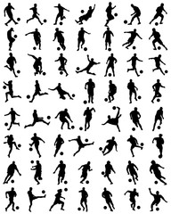 Black silhouettes of football players, vector