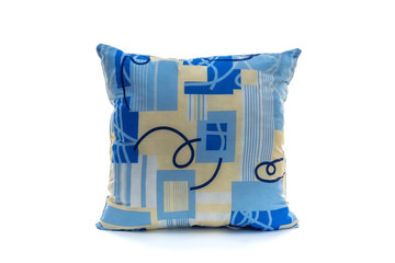 blue pillow on a white background