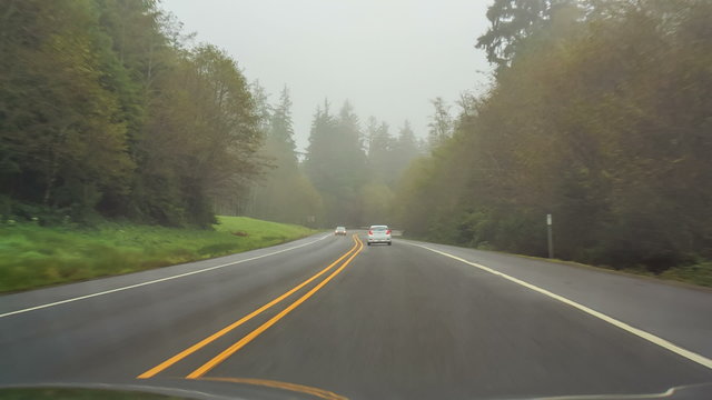 Road trip, by car on the roads of Oregon