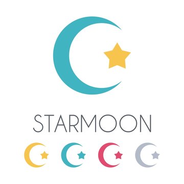 Logo template with crescent and star