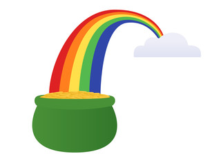Pot of gold at the end of a rainbow