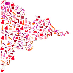 Cosmetic, make up and beauty icons and background.