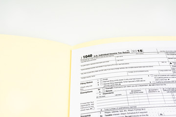 Fototapeta premium Tax Form 1040, Tax Form Details with Light Background