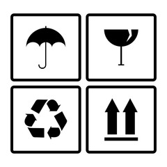 Vector fragile signs isolated on white background