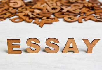 Word Essay made with wooden letters