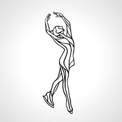 Winter sport. Ladies figure skating.  Ice show.