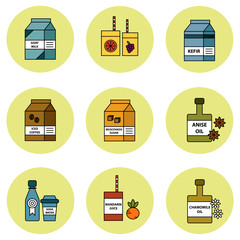 Nutritive food vector icon set