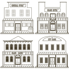 Fototapeta premium old west buildings outlined - 2