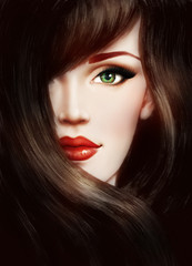 Fototapeta premium Beautiful face. woman portrait. abstract watercolor .fashion background