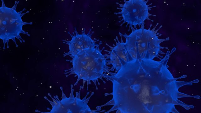 Virus unter dem Mikroskop - Virenmodell - Microscopic view of a virus - 3d Render