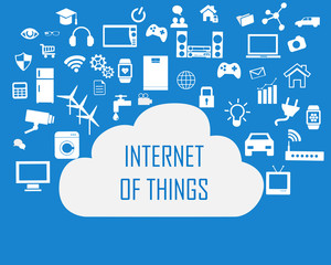 Fototapeta na wymiar Internet of things concept and Cloud computing technology Smart Home Technology Internet networking concept. Internet of things cloud with apps.Cloud computing technology device.Cloud Apps