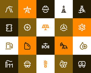 Power generation and oil industry icons. Flat style