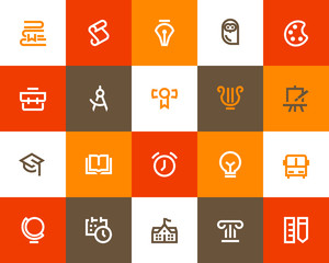 School and education icons. Flat style