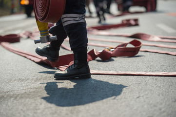 Fototapeta premium fire hose connection ,fire fighting equipment for fire fighter.