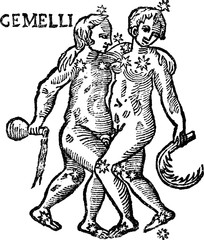 Fototapeta na wymiar Antique zodiacal sign Gemini