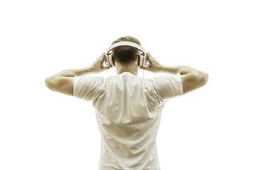 DJ hört Musik retro Look