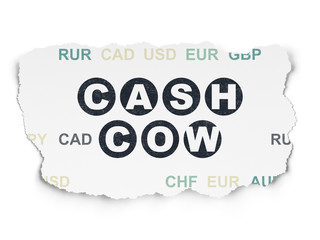 Business concept: Cash Cow on Torn Paper background