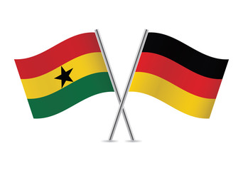 Ghanaian and German flags. Vector illustration.
