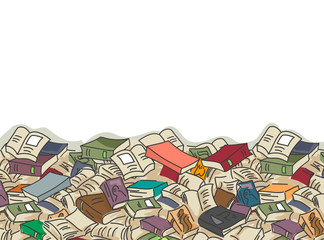 Scattered Books Piles Border
