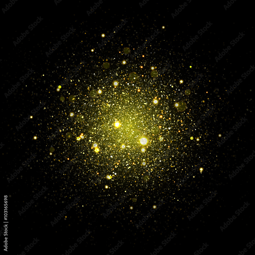 Aufkleber vector gold star sparkles in space. glittering shining particles in galaxy