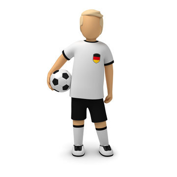 Deutsche Fußballer mit dem Ball an der Seite