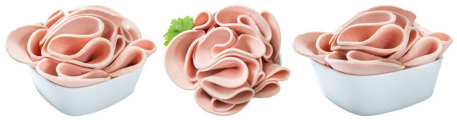 Mortadella Slices (isolated on white)