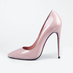 Pair of dress women shoes isolated over white