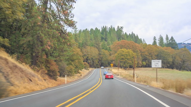 Road trip, by car on the roads of Oregon 