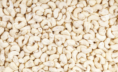 Close up picture of cashew nuts, food background.