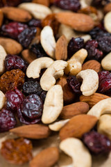 Trail Mix on wooden background