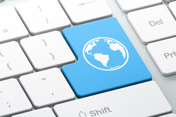 Science concept: Globe on computer keyboard background