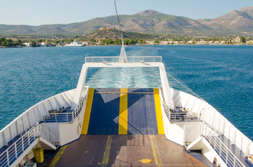 Empty open ferryboat .Greece