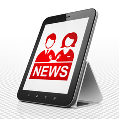 News concept: Tablet Computer with Anchorman on display