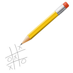 Vector tick-tack-toe game with pencil