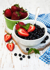 Fresh strawberries and blueberries