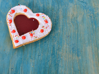 Heart cookies on the blue.