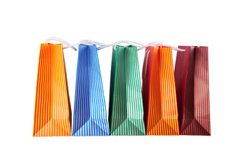 Colorful shopping bags in paper isolated on white